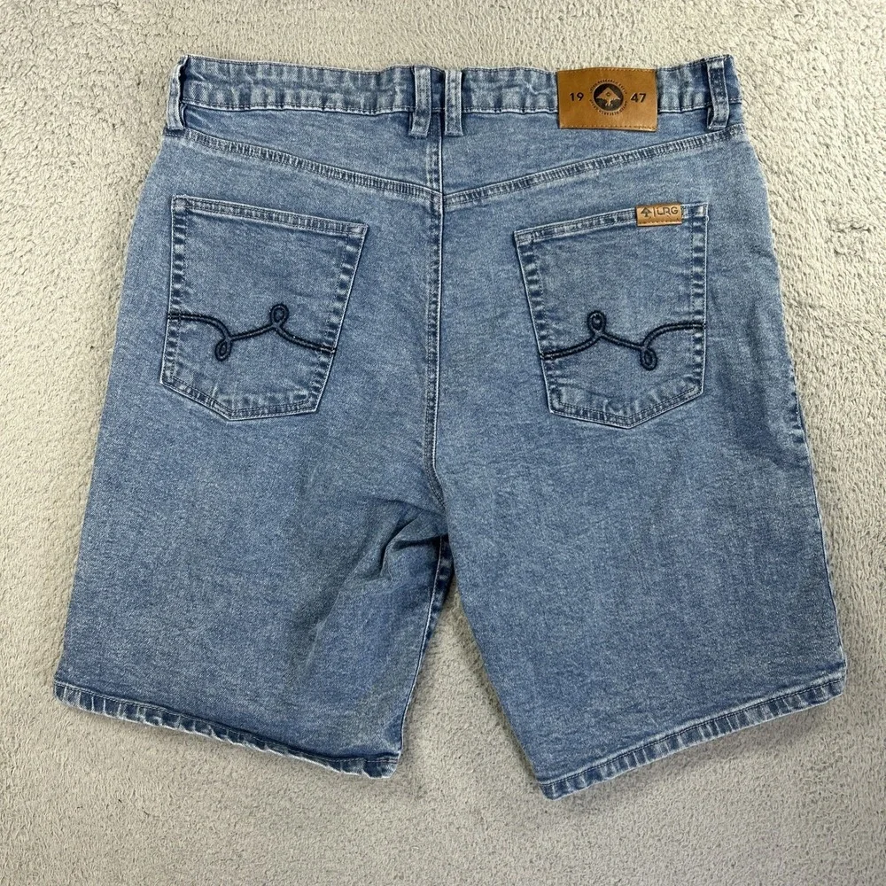 LRG Lifted Research Group Jorts Mens 36 Blue Denim Pants Jean‎ Shorts Skate Work - Picture 2 of 7